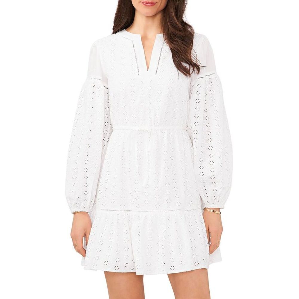 1. State White Eyelet Long Sleeve Mini Dress